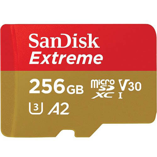 SanDisk 256GB Extreme microSDXC Memory Card C10 U3 V30 A2 UHS-I | SDSQXAV-256G-GN6MN